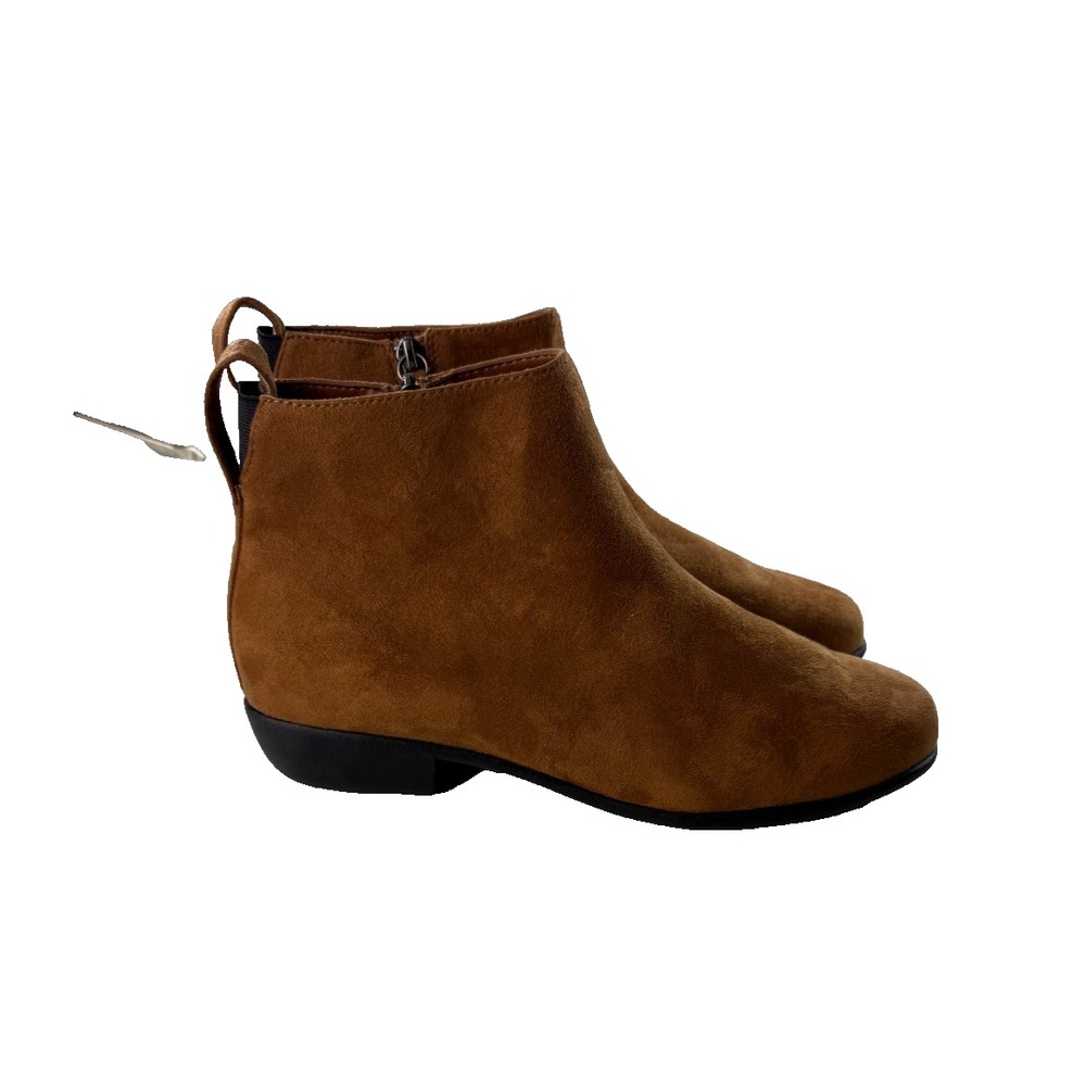 Aerosoles Womens Tan Brown Faux Suede Ankle Boots Low Heel Size 9W NEW